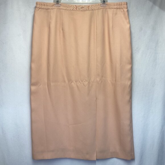 DONNA VINCI Embroidered Beaded Embellishment 2pc Lined Skirt Suit Women 22 Peach - Picture 7 of 16